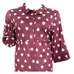 Style&Co 2x womans sheer maroon paisley blouse